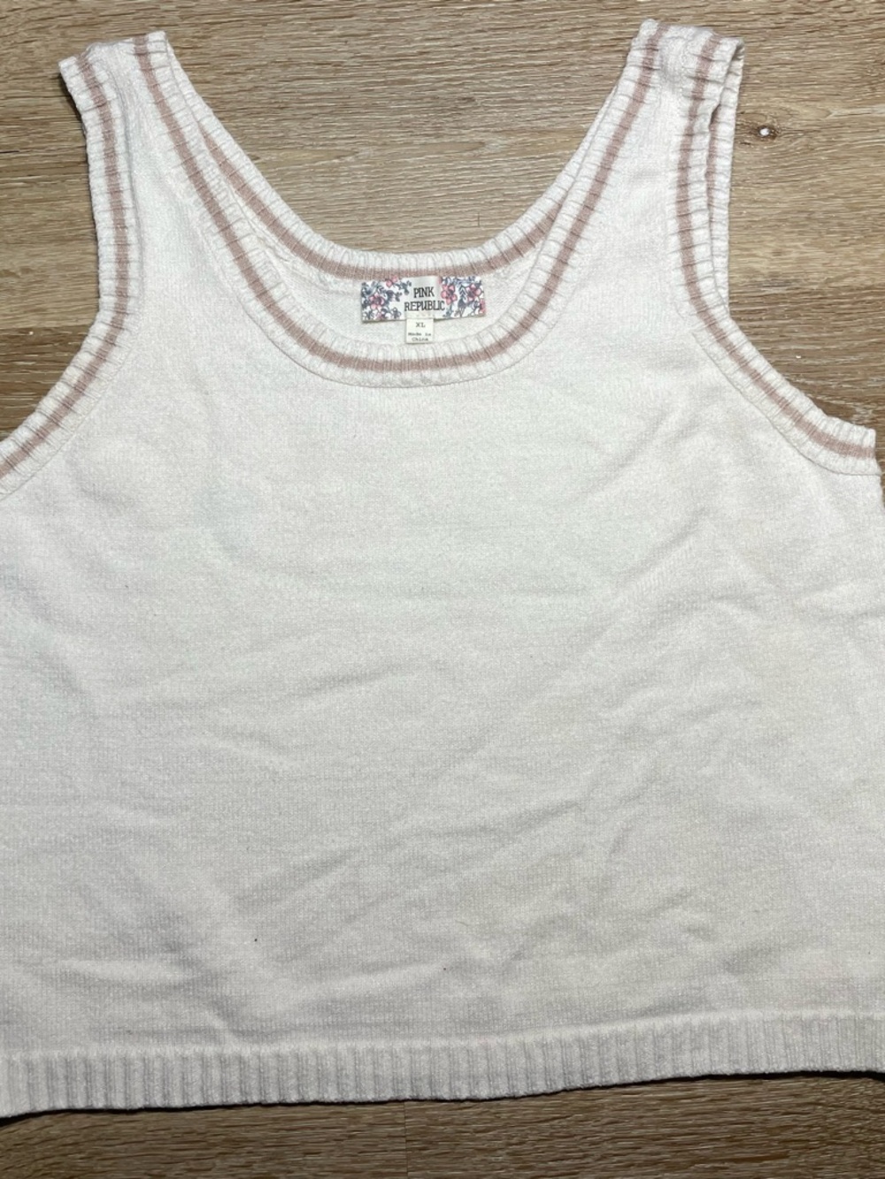 Pink Republic Cream Tank with Subtle Pink Trim - Kids